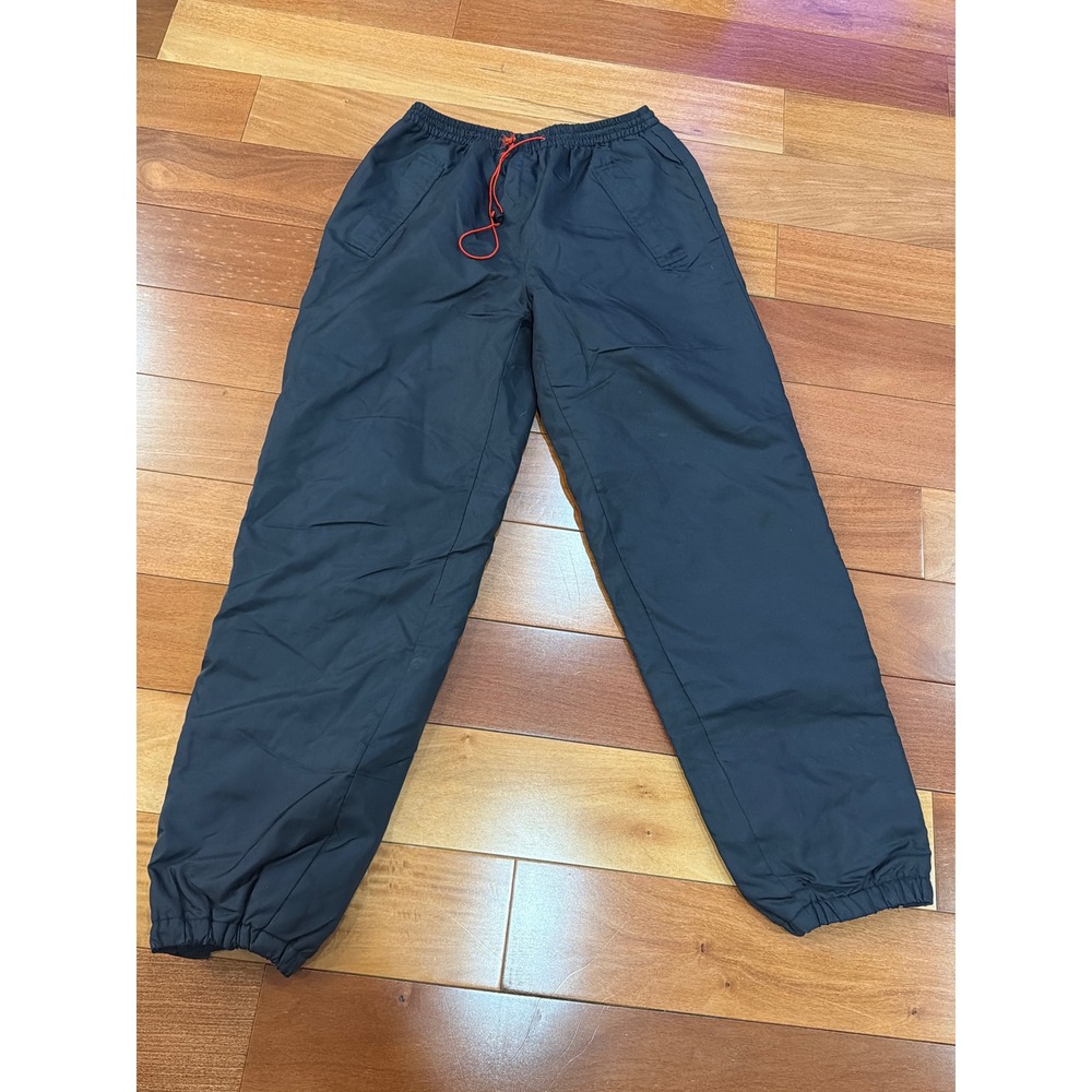 Vintage Marlboro Unlimited Black Fleece Lined Nylon Windbreaker Pants Mens Small